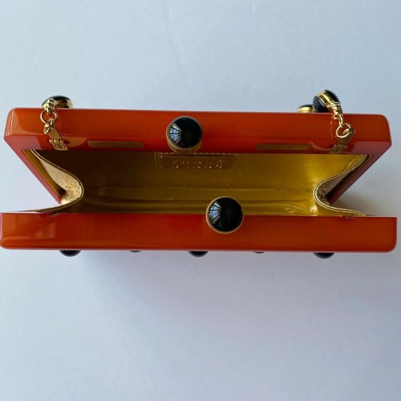 RARE Thalé Blanc Women's Red with Black Pearls Morning Dew Luxe Clutch ($2500) - Picture 4 of 12